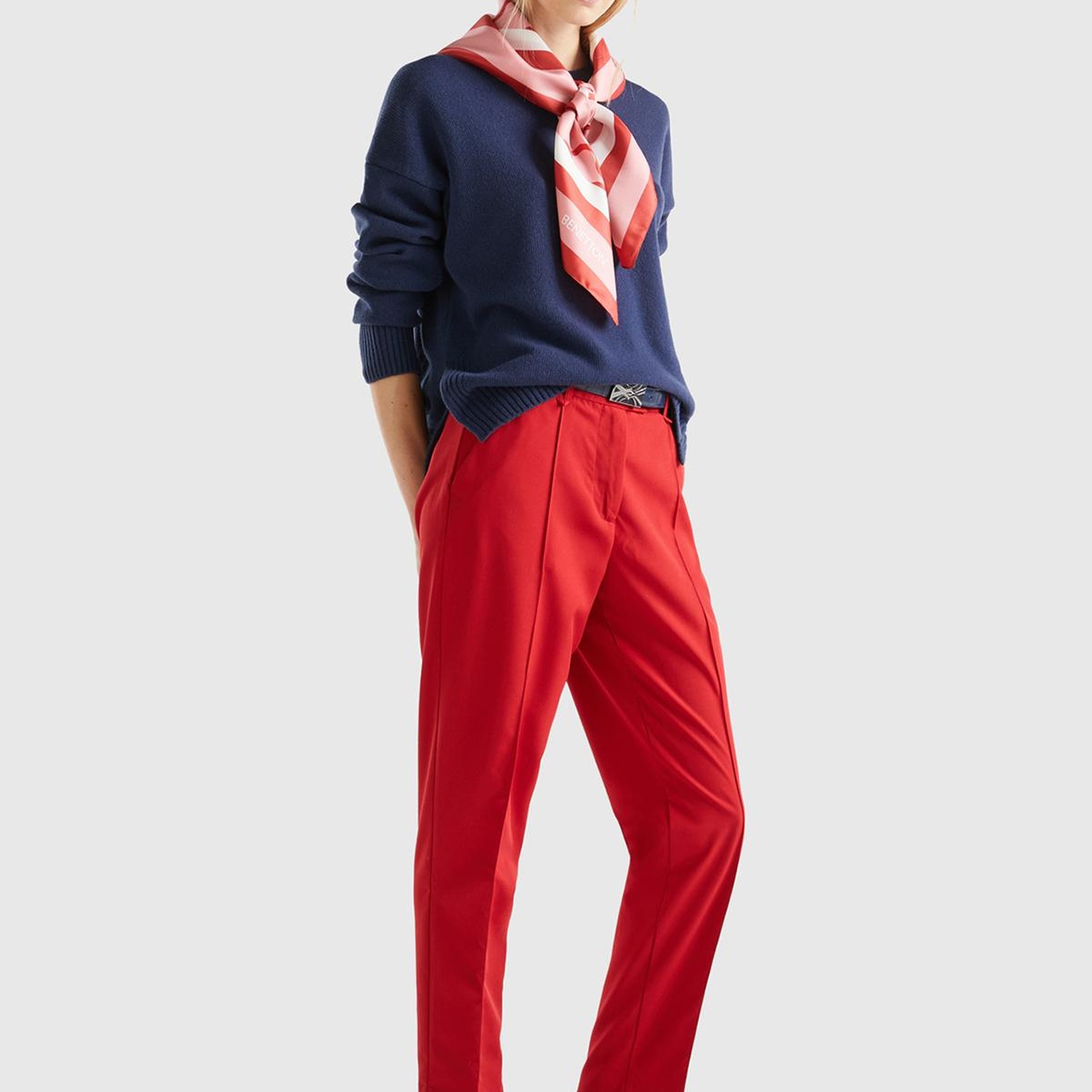 Kadın Kırmızı Viskoz Karışımlı Regular Fit Pantolon