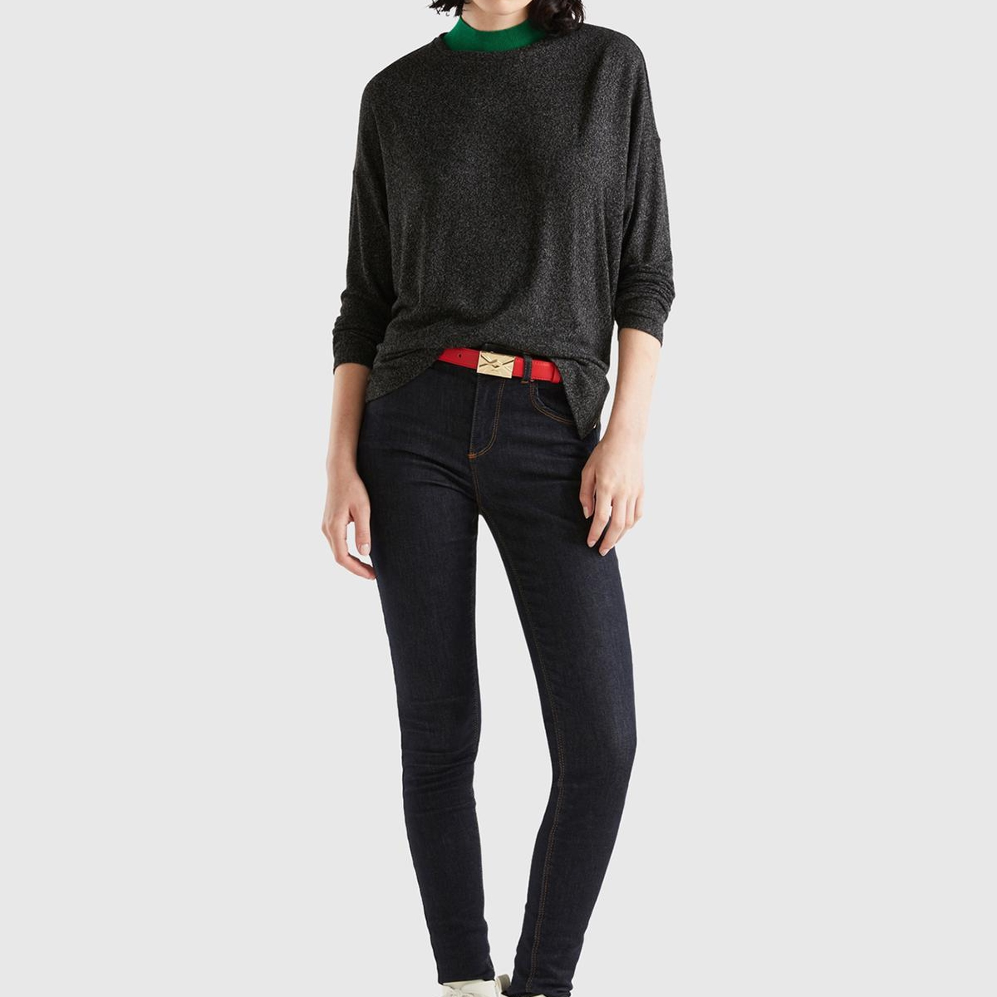 Kadın Siyah Uzun Kollu Viskoz T-Shirt