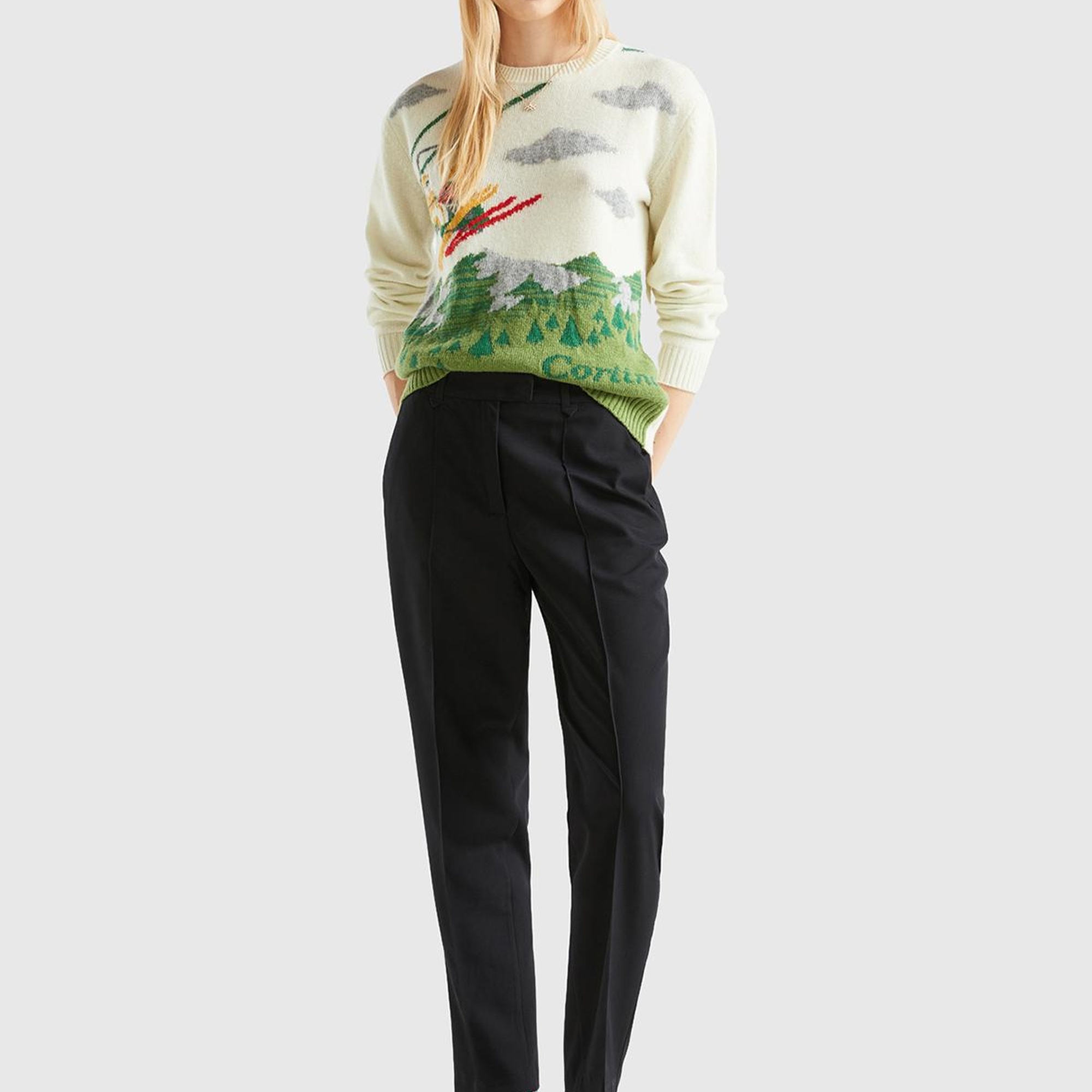 Kadın Siyah Viskoz Karışımlı Regular Fit Pantolon