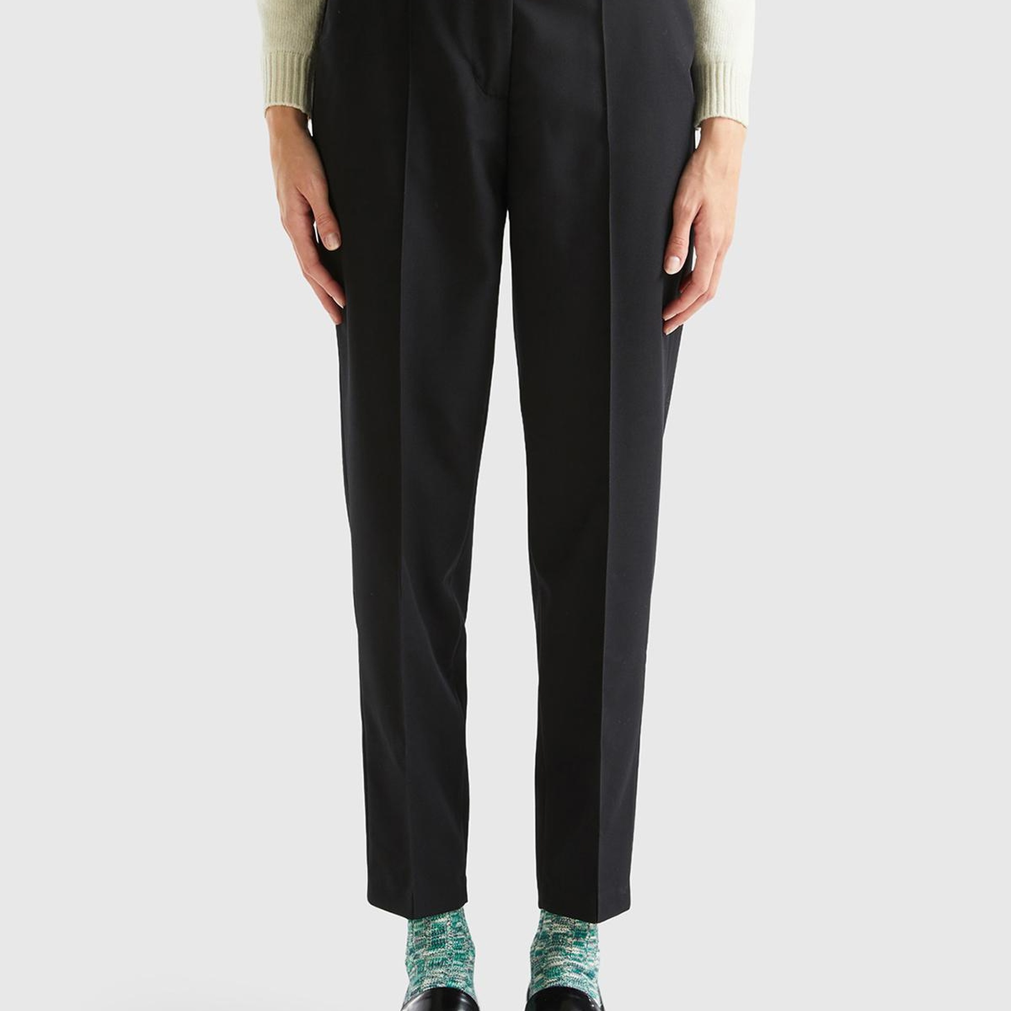 Kadın Siyah Viskoz Karışımlı Regular Fit Pantolon