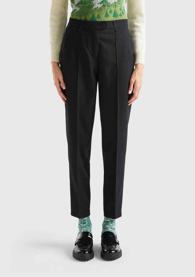  Kadın Siyah Viskoz Karışımlı Regular Fit Pantolon