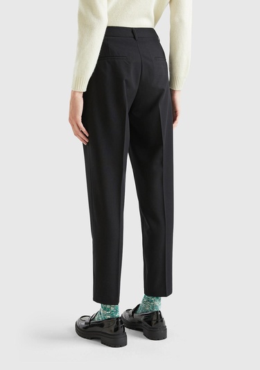  Kadın Siyah Viskoz Karışımlı Regular Fit Pantolon