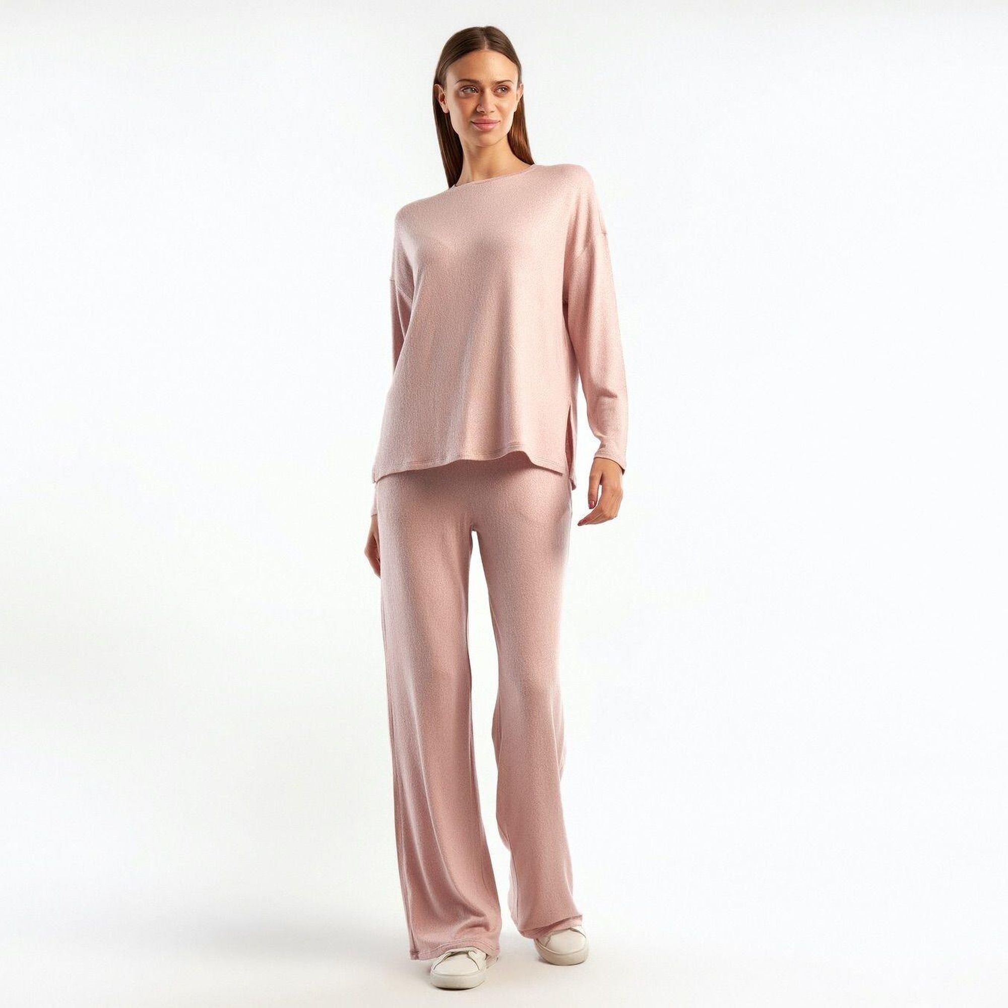 Kadın Gül Kurusu Uzun Kollu Viskoz T-Shirt