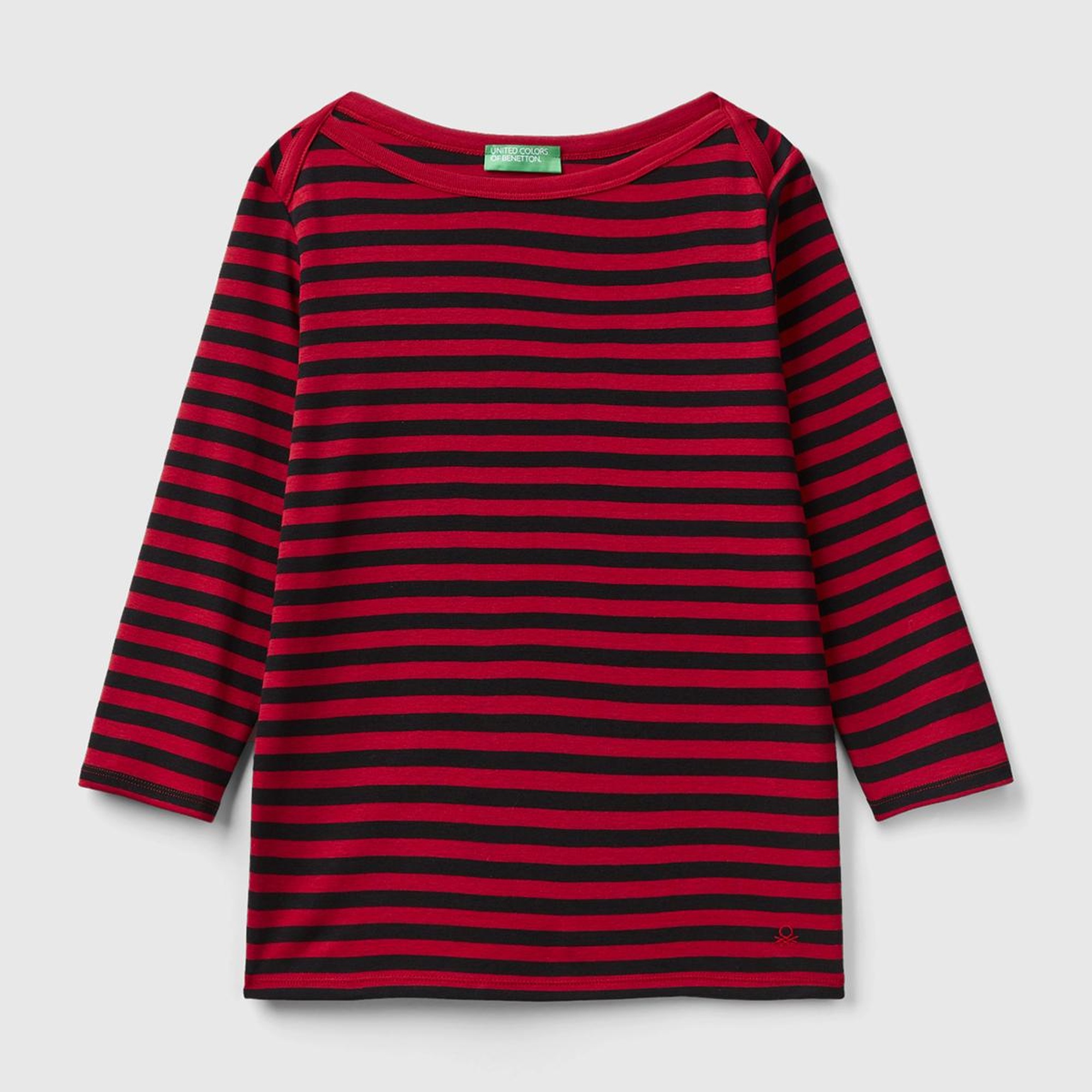 Kadın Bordo Truvakar Kol Çizgili Tshirt