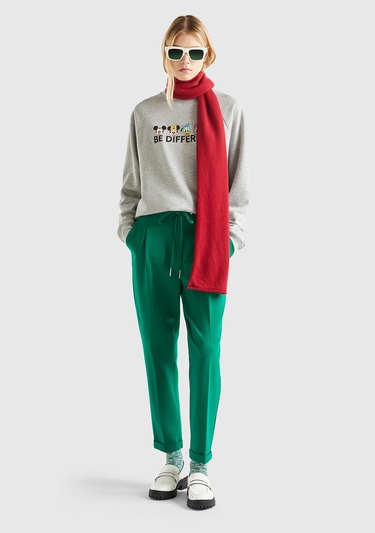  Unisex Gri Melanj Disney Baskılı Sweatshirt