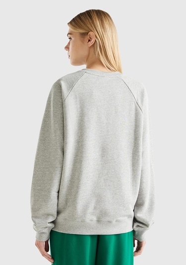  Unisex Gri Melanj Disney Baskılı Sweatshirt