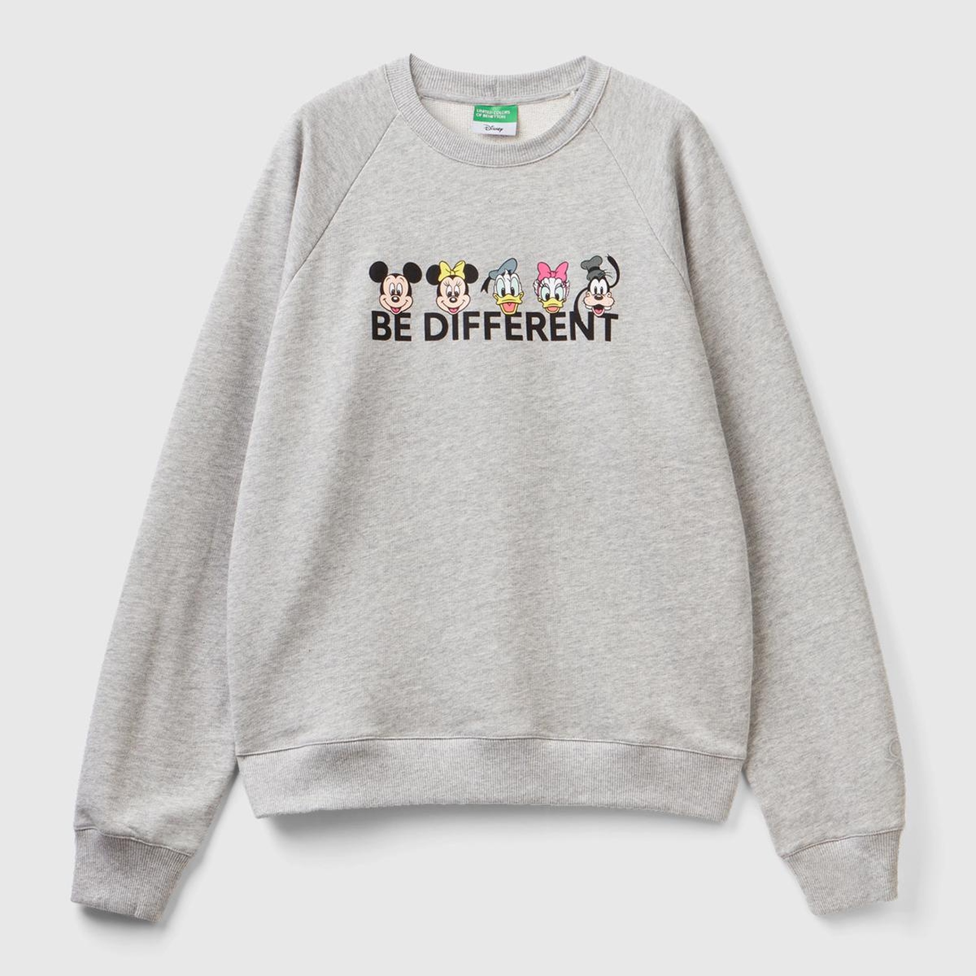 Unisex Gri Melanj Disney Baskılı Sweatshirt