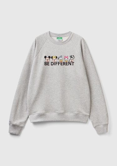  Unisex Gri Melanj Disney Baskılı Sweatshirt