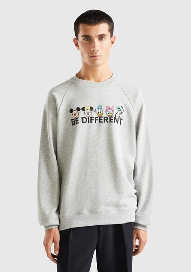  Unisex Gri Melanj Disney Baskılı Sweatshirt