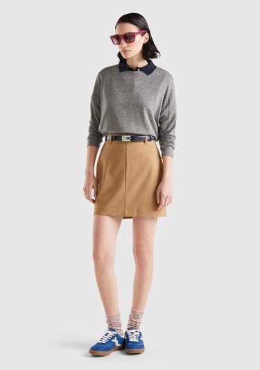  Kadın Antrasit Melanj Uzun Kollu Viskoz T-Shirt