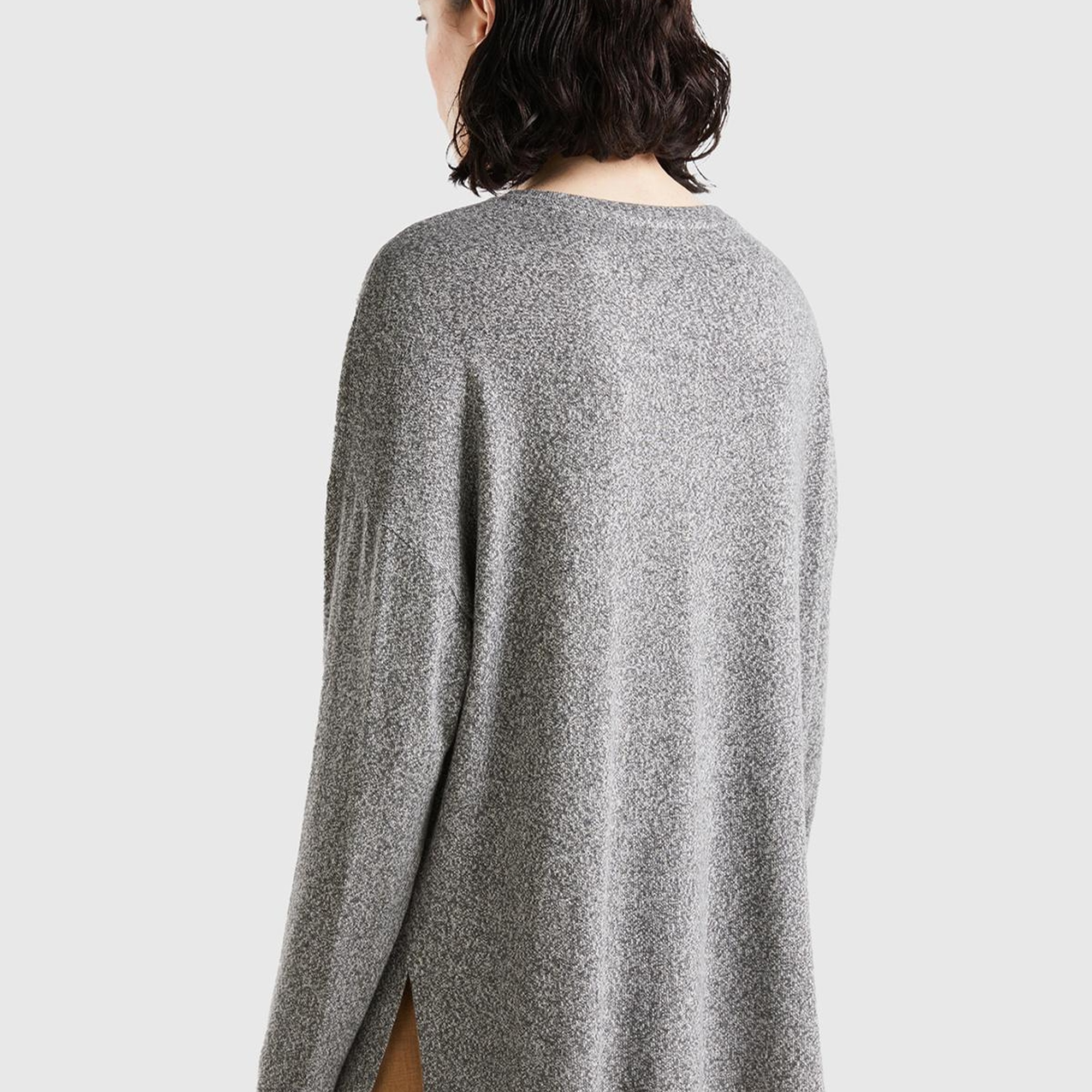 Kadın Antrasit Melanj Uzun Kollu Viskoz T-Shirt