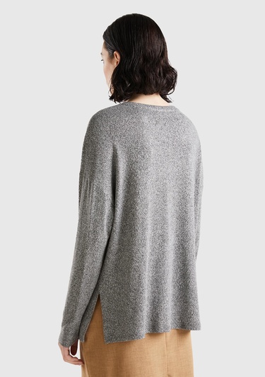  Kadın Antrasit Melanj Uzun Kollu Viskoz T-Shirt