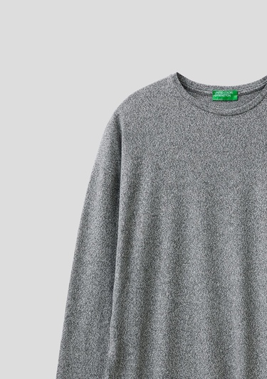  Kadın Antrasit Melanj Uzun Kollu Viskoz T-Shirt