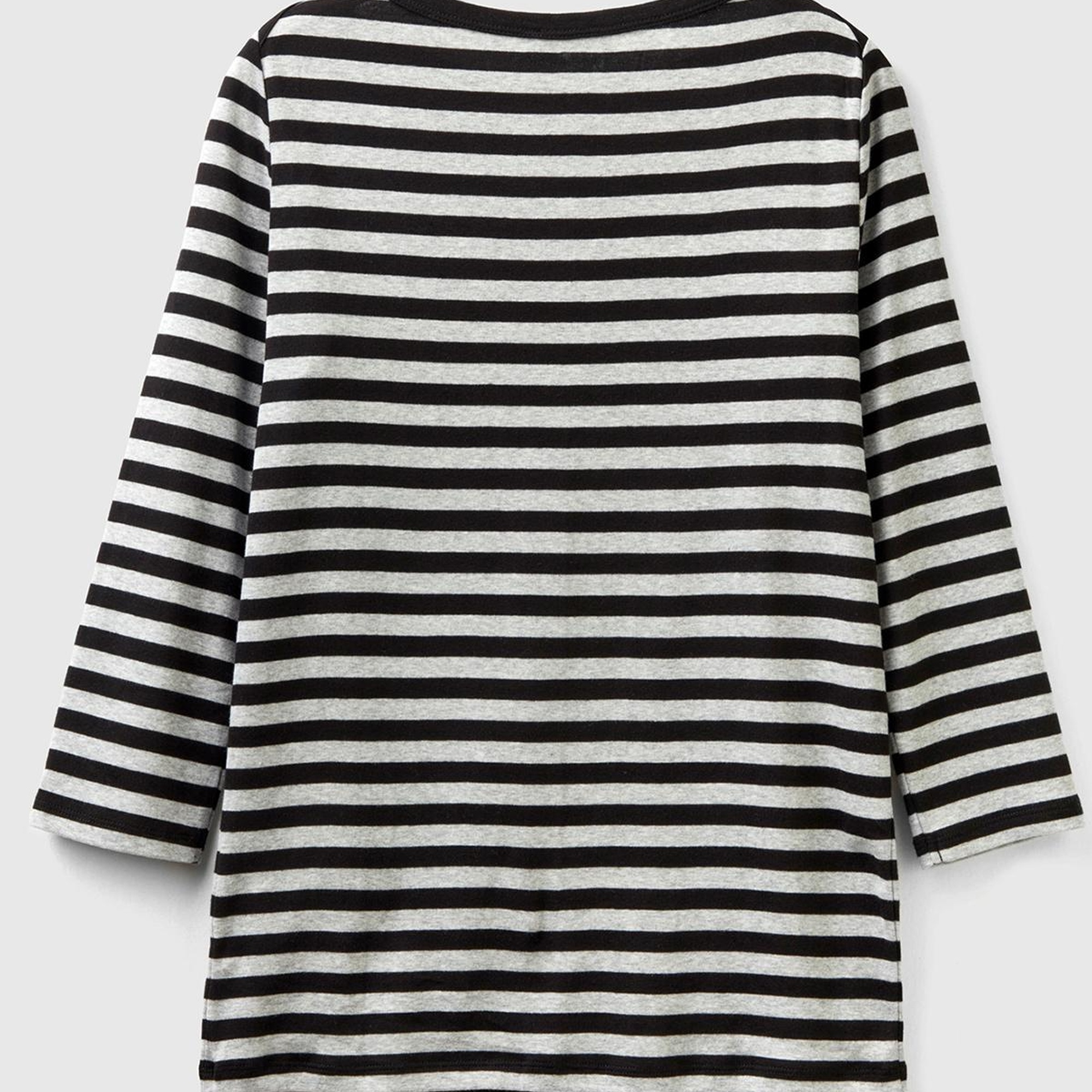 Kadın Siyah-Gri Truvakar Kol Çizgili Tshirt