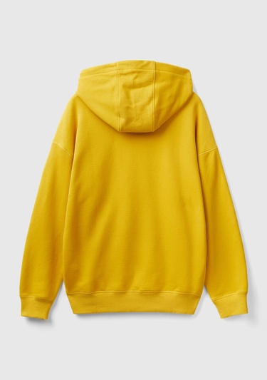  Erkek Hardal Be Unique Baskılı Kapşonlu Sweatshirt