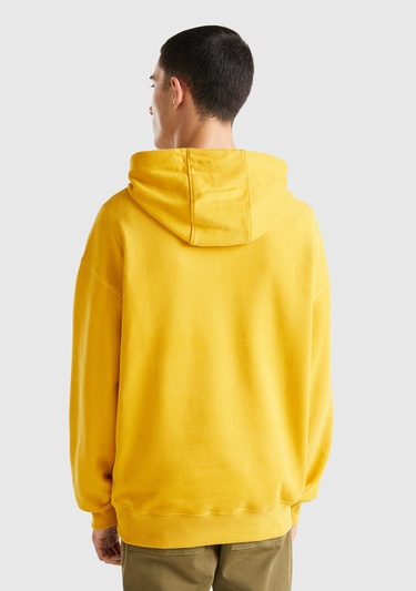  Erkek Hardal Be Unique Baskılı Kapşonlu Sweatshirt