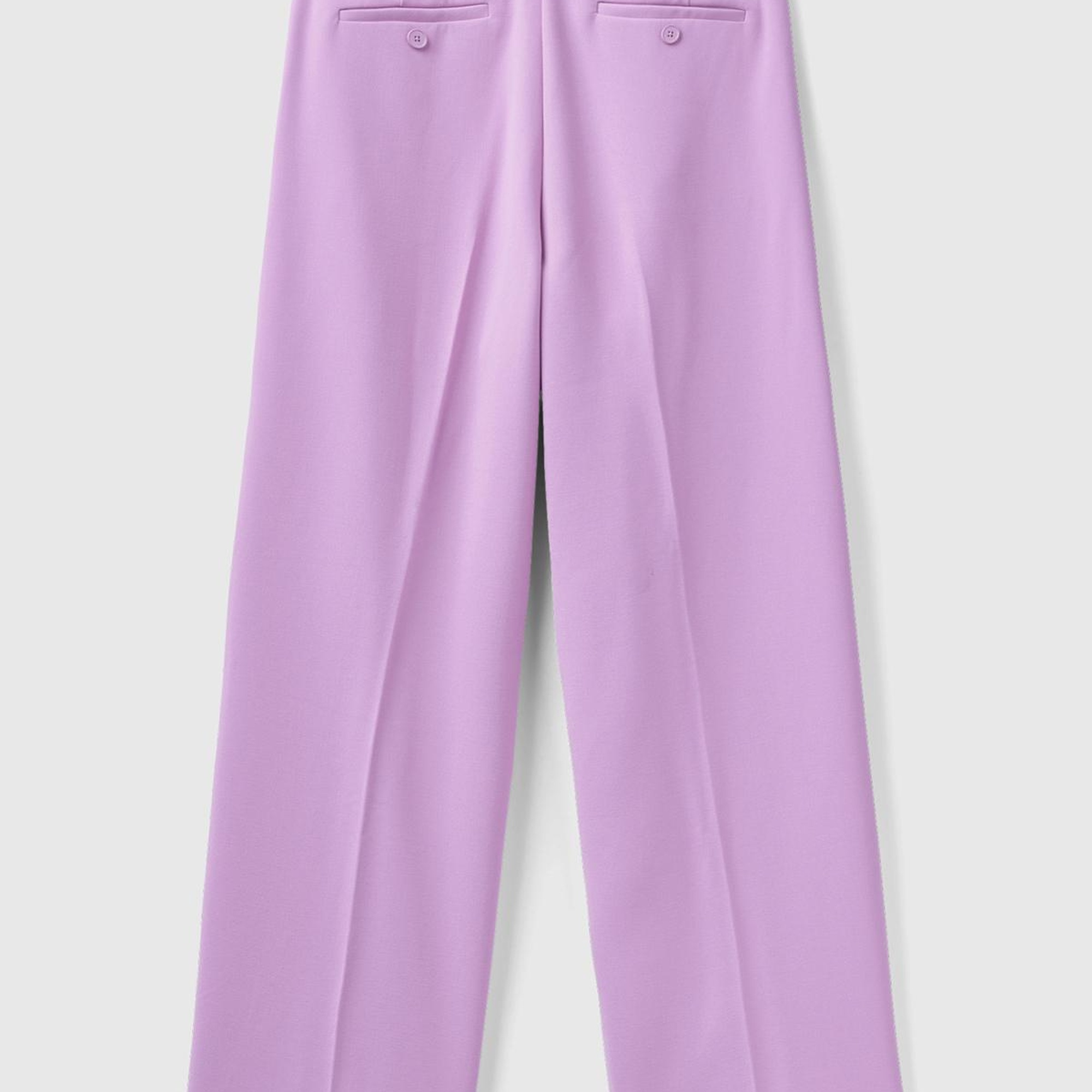 Kadın Lila Poliviskoz Bol Paça Pileli Pantolon