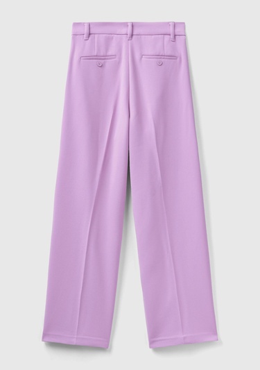  Kadın Lila Poliviskoz Bol Paça Pileli Pantolon