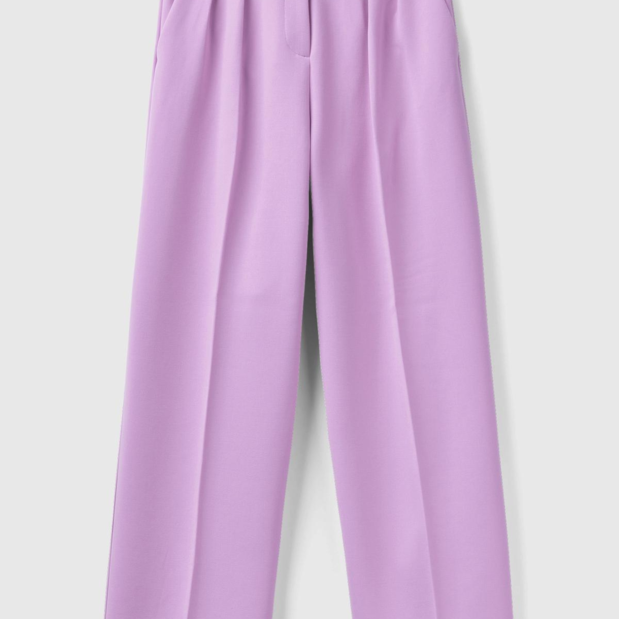 Kadın Lila Poliviskoz Bol Paça Pileli Pantolon