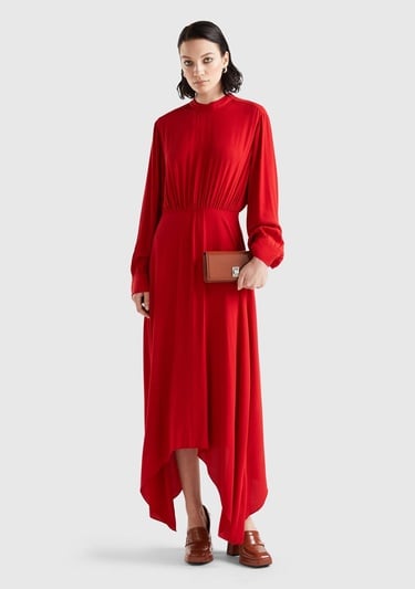  Kadın Vişne Çürüğü %100 Viskoz Uzun Kollu Sırtı Açık Elbise