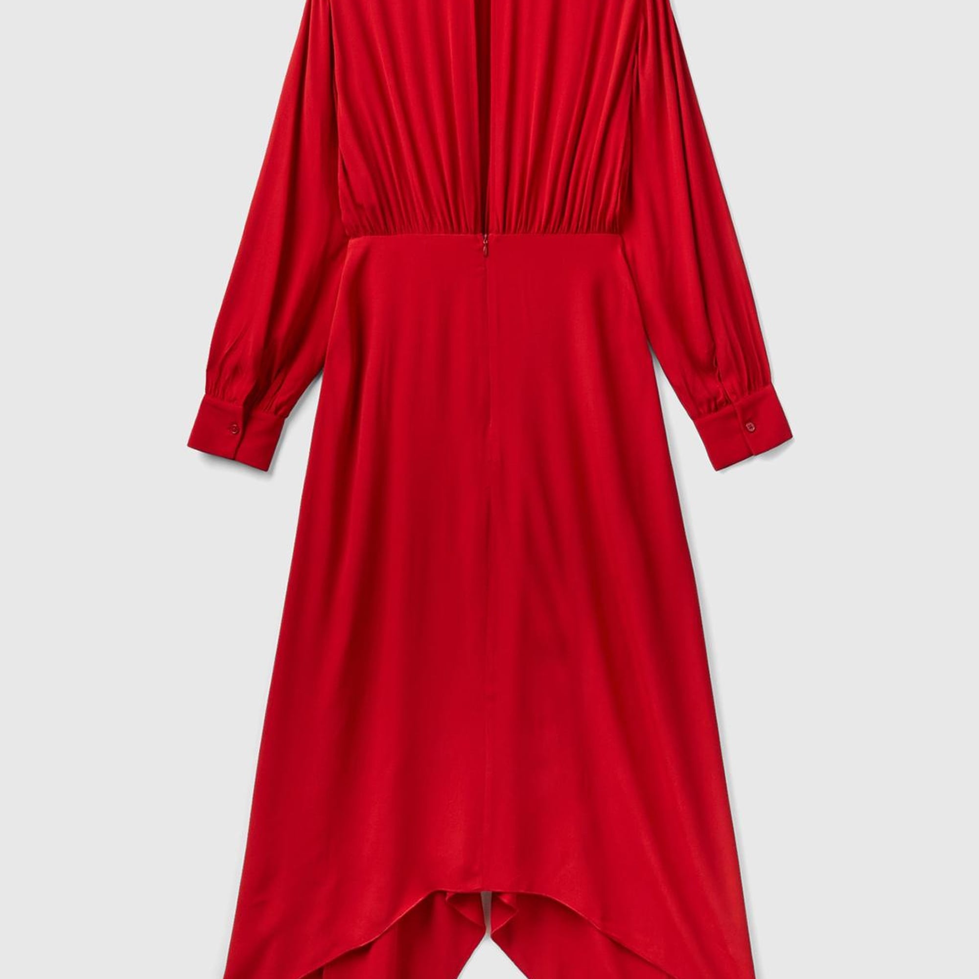 Kadın Vişne Çürüğü %100 Viskoz Uzun Kollu Sırtı Açık Elbise