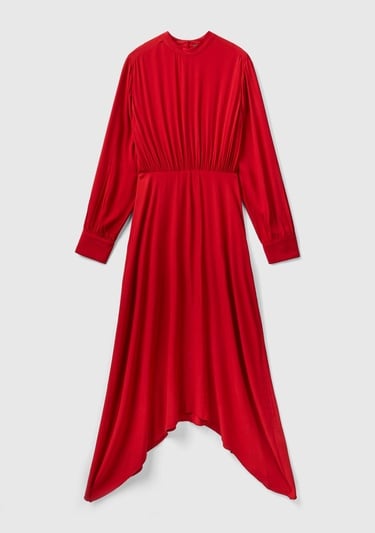  Kadın Vişne Çürüğü %100 Viskoz Uzun Kollu Sırtı Açık Elbise