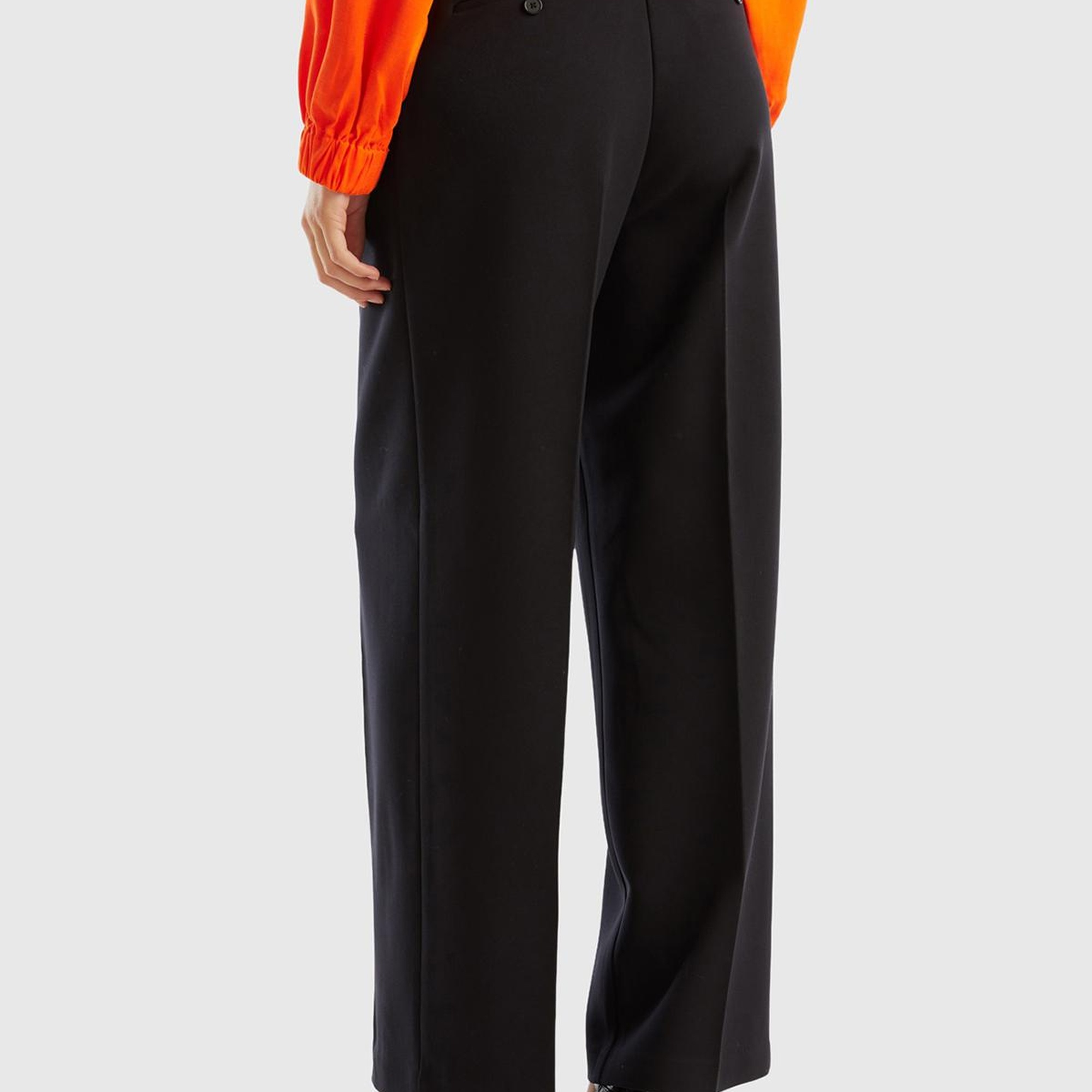 Kadın Siyah Poliviskoz Bol Paça Pileli Pantolon