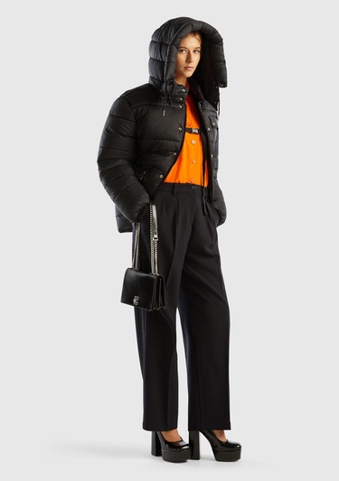  Kadın Siyah Poliviskoz Bol Paça Pileli Pantolon