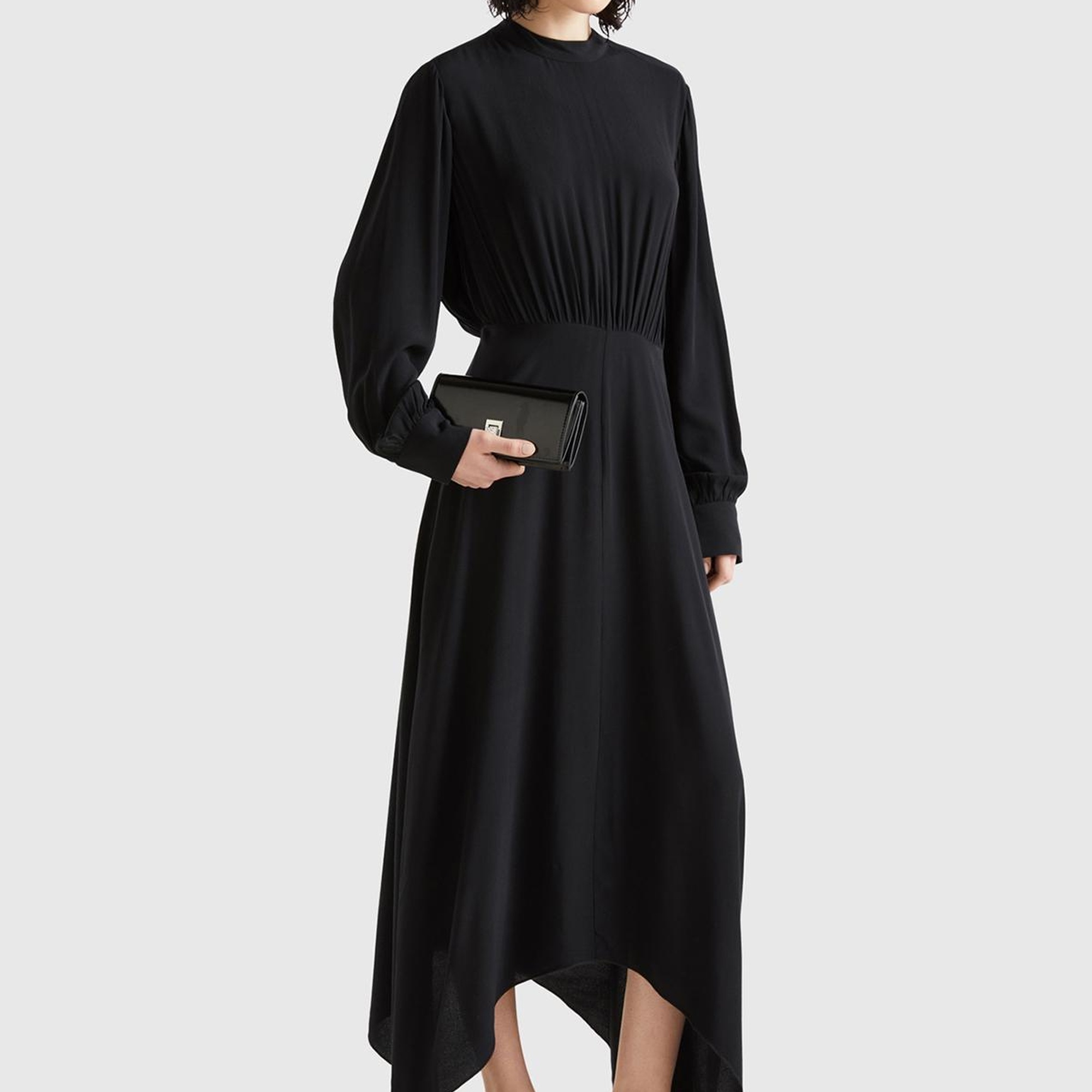 Kadın Siyah %100 Viskoz Uzun Kollu Sırtı Açık Elbise