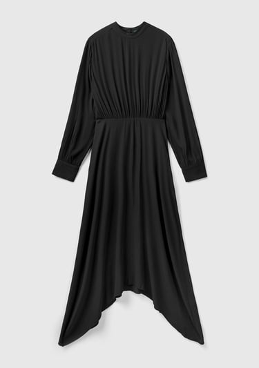  Kadın Siyah %100 Viskoz Uzun Kollu Sırtı Açık Elbise