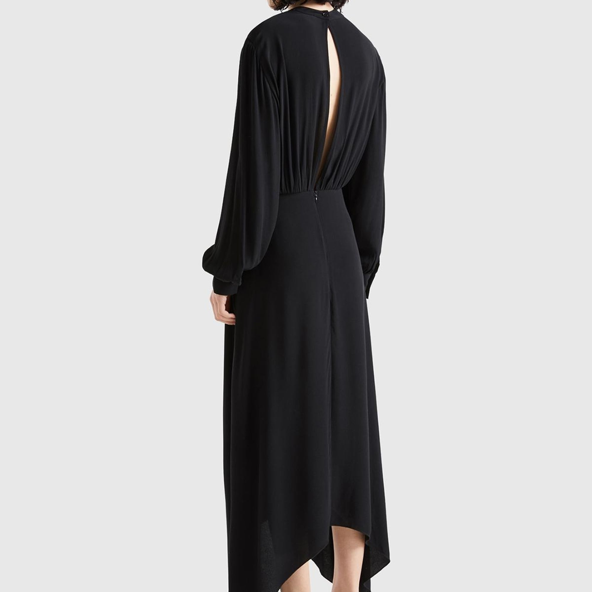 Kadın Siyah %100 Viskoz Uzun Kollu Sırtı Açık Elbise