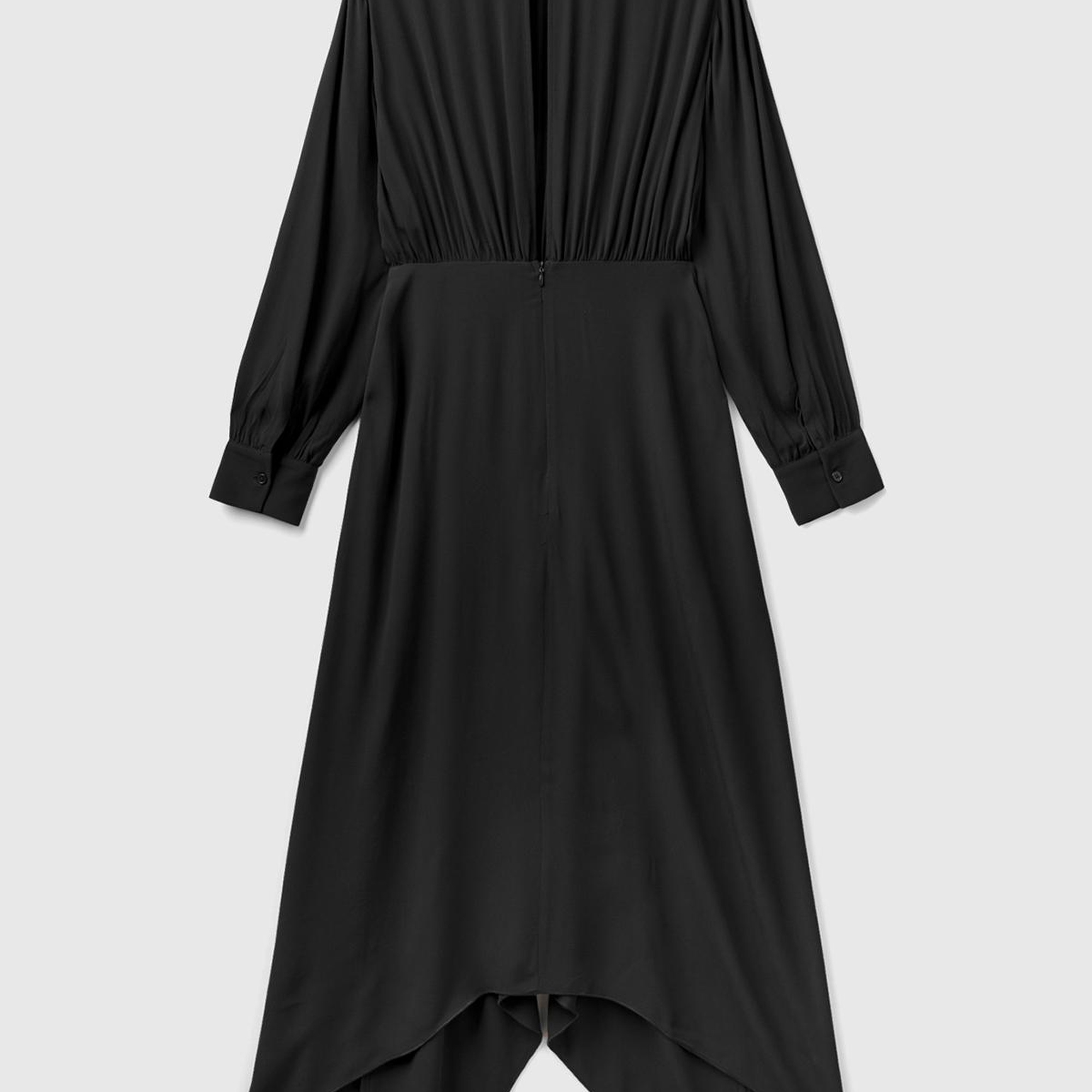 Kadın Siyah %100 Viskoz Uzun Kollu Sırtı Açık Elbise