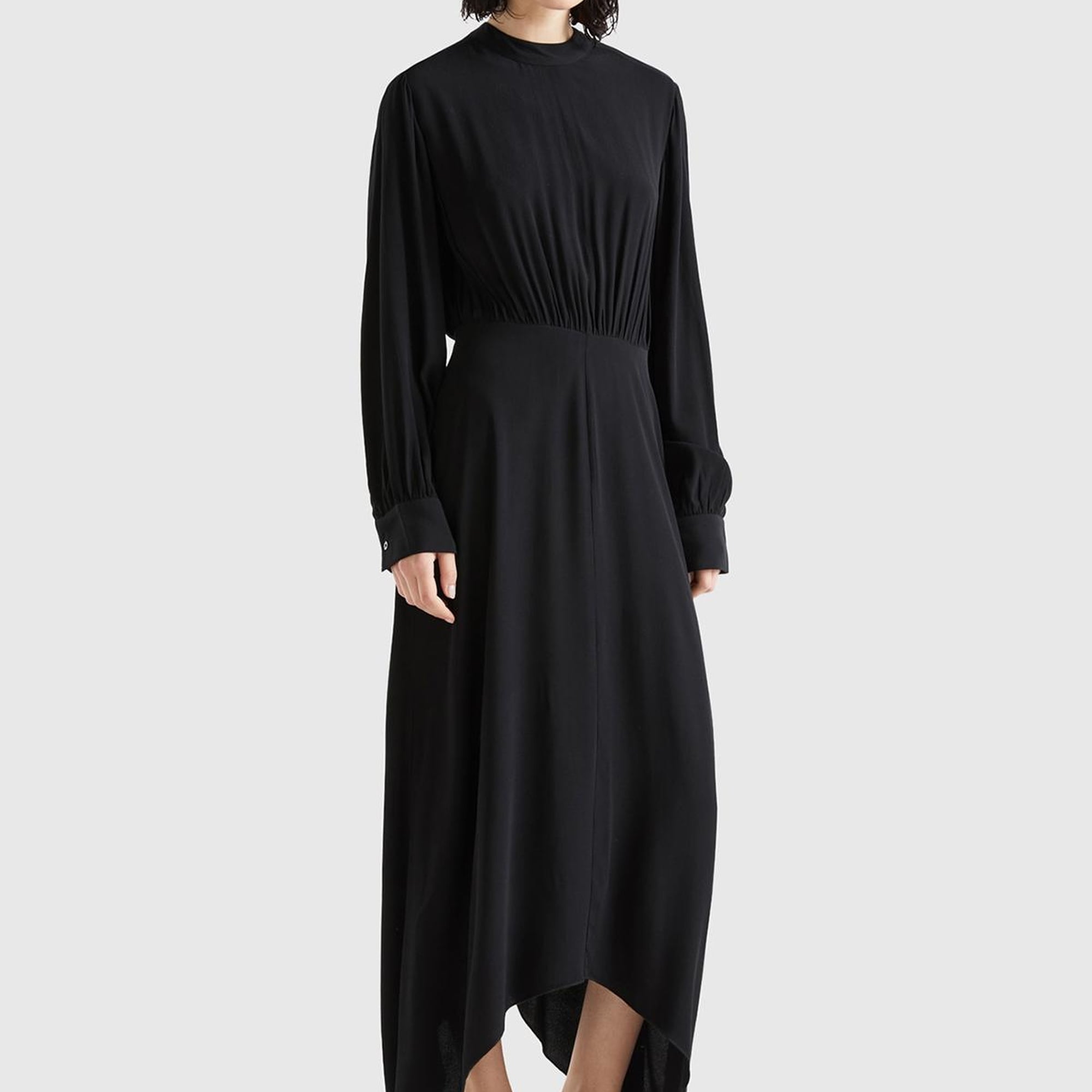 Kadın Siyah %100 Viskoz Uzun Kollu Sırtı Açık Elbise