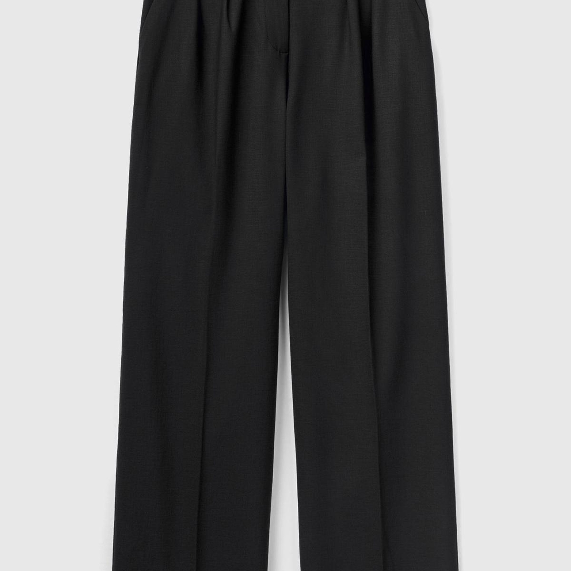 Kadın Siyah Pileli Rahat Kalıp Pantolon