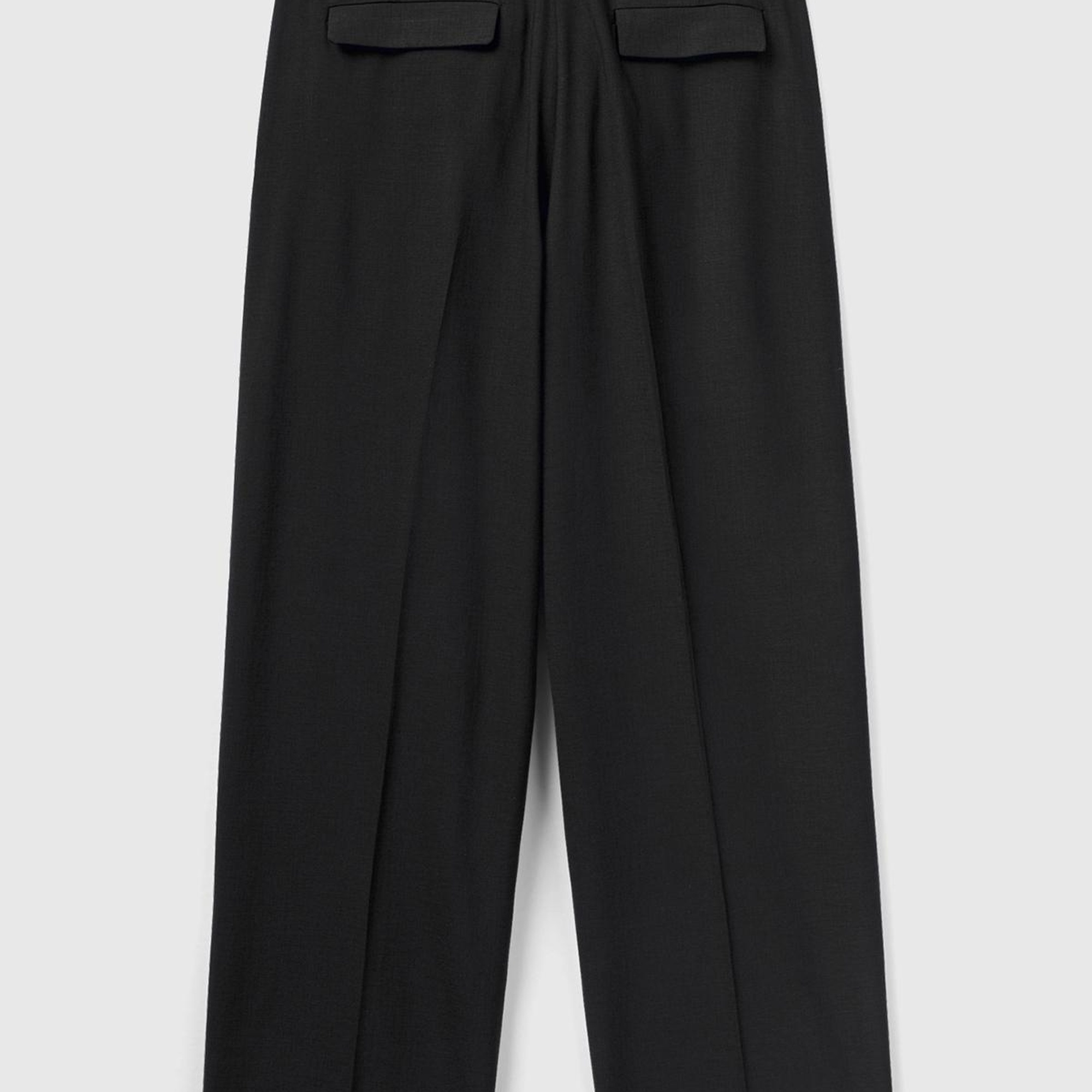 Kadın Siyah Pileli Rahat Kalıp Pantolon