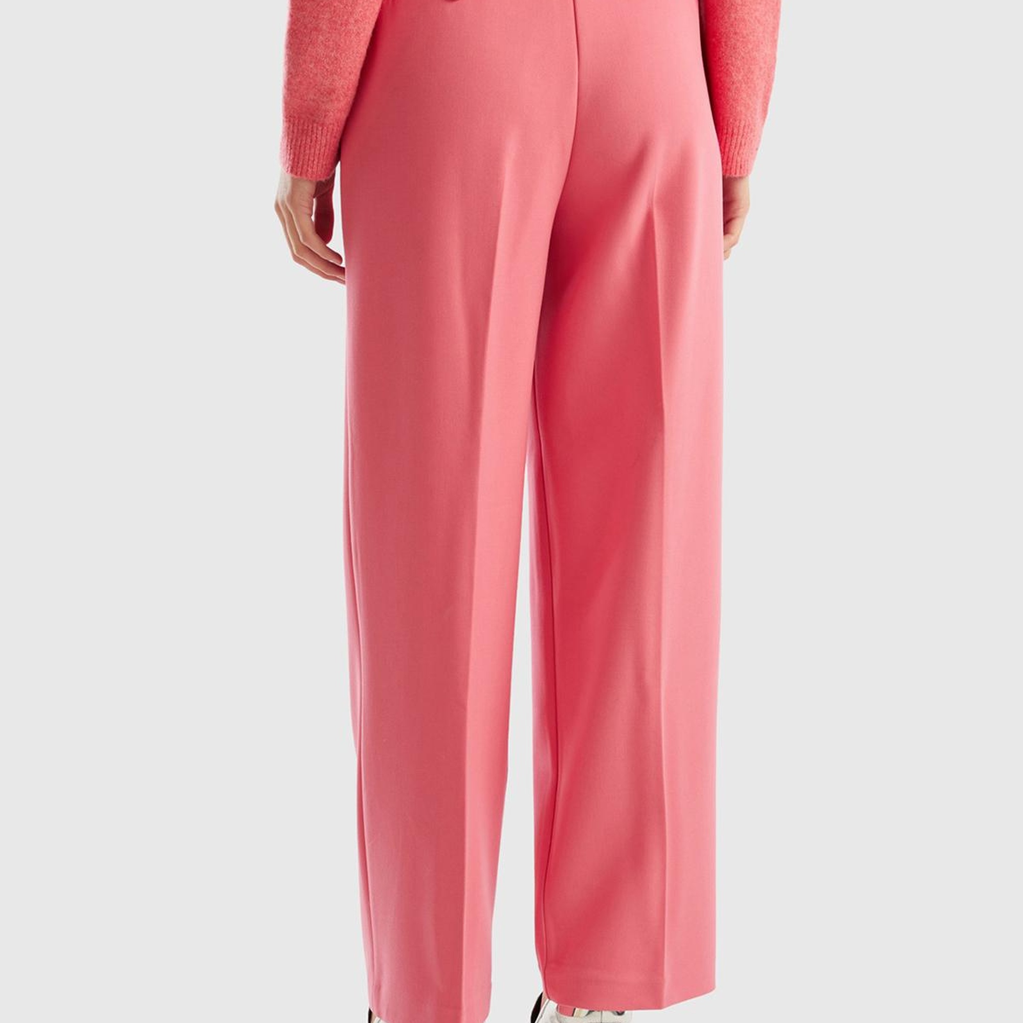 Kadın Gül Kurusu Poliviskoz Bol Paça Pileli Pantolon