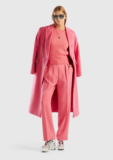  Kadın Gül Kurusu Poliviskoz Bol Paça Pileli Pantolon