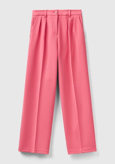  Kadın Gül Kurusu Poliviskoz Bol Paça Pileli Pantolon