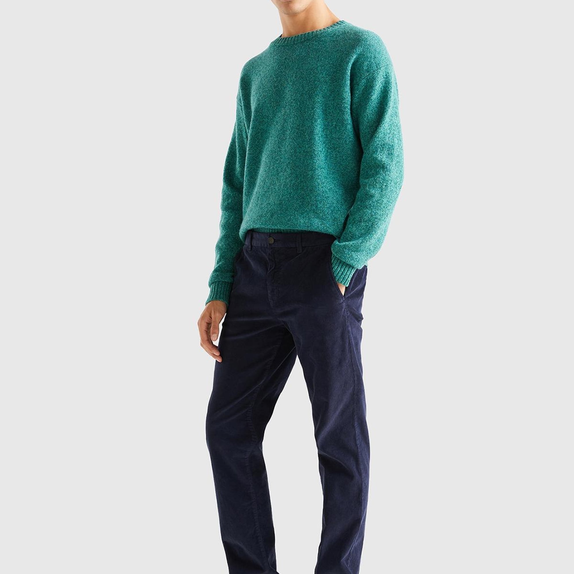 Erkek Lacivert Esnek Kadife Pantolon