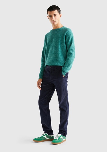  Erkek Lacivert Esnek Kadife Pantolon