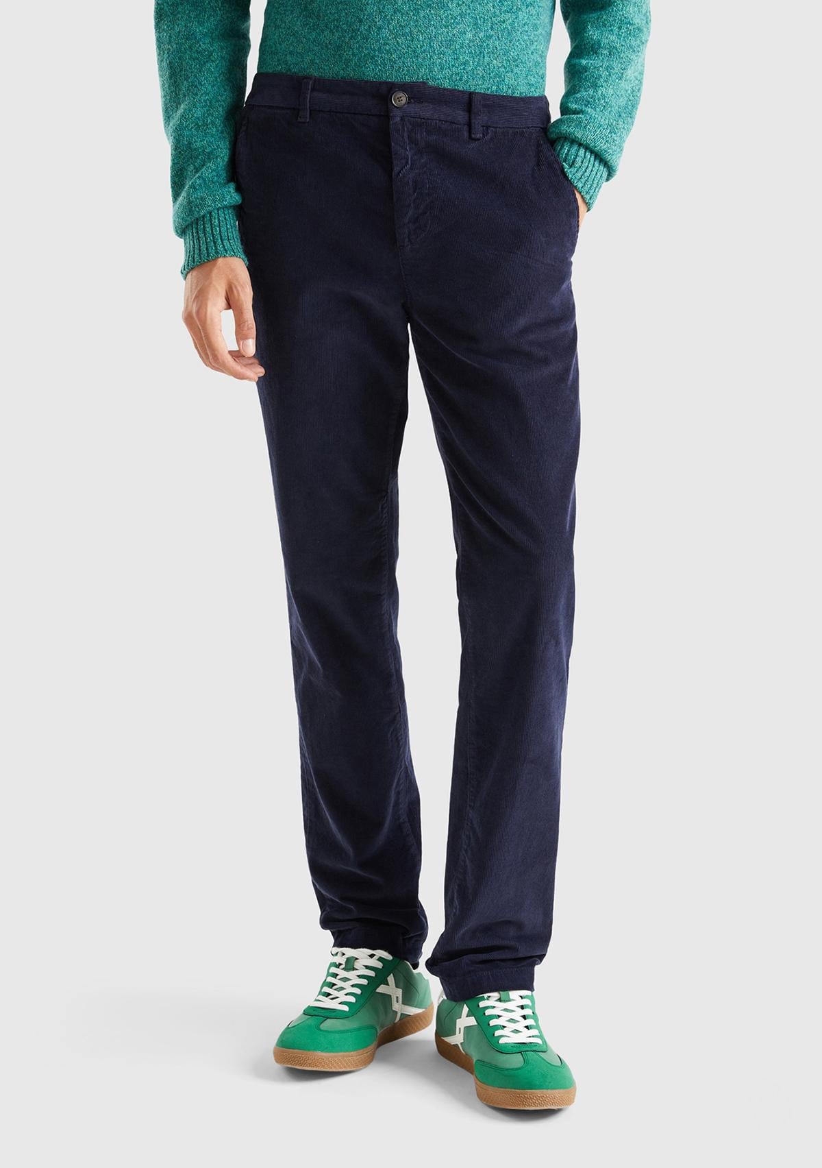  Erkek Lacivert Esnek Kadife Pantolon