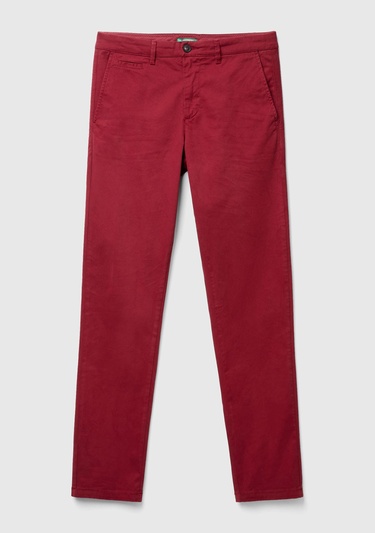  Erkek Bordo Slim Fit Chino Pantolon