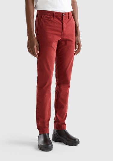  Erkek Bordo Slim Fit Chino Pantolon