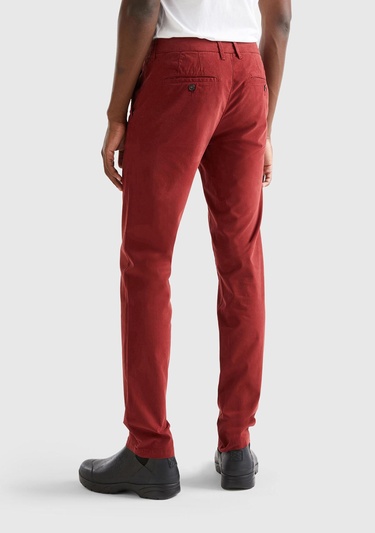  Erkek Bordo Slim Fit Chino Pantolon