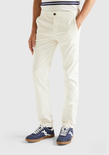  Erkek Krem Esnek Kadife Pantolon