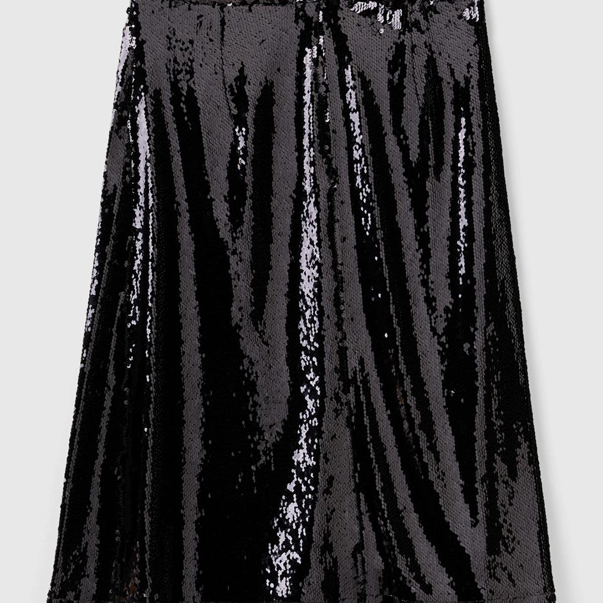 Kadın Siyah Yandan Fermuarlı Astarlı Payetli Midi Boy Etek