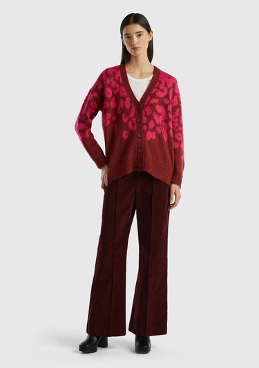  Kadın Bordo Esnek Kadife Pantolon