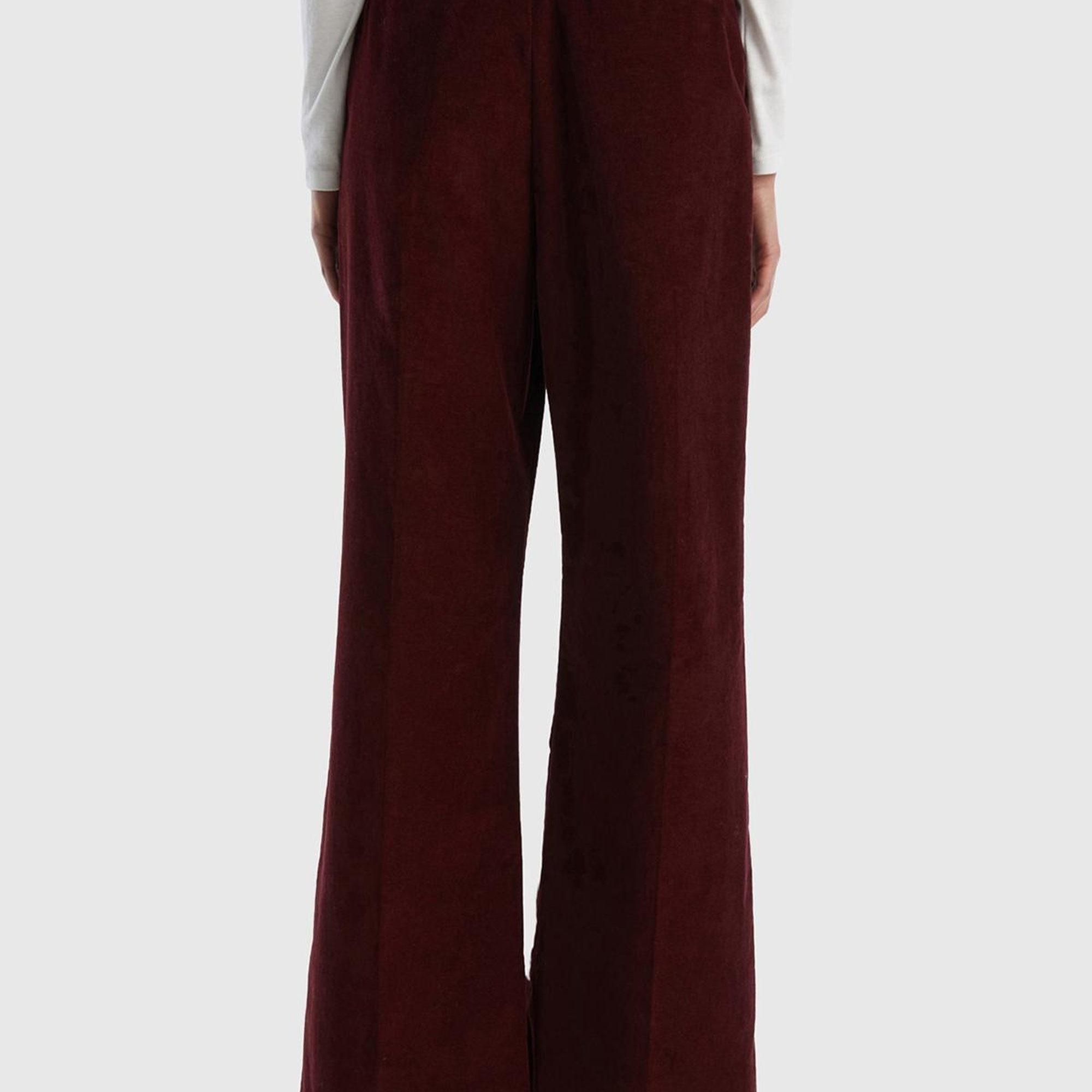 Kadın Bordo Esnek Kadife Pantolon