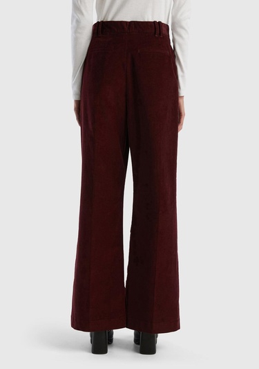  Kadın Bordo Esnek Kadife Pantolon