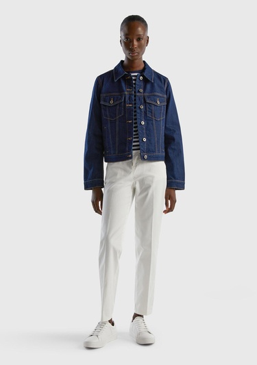  Kadın Beyaz Elastanlı Basic Chino Pantolon